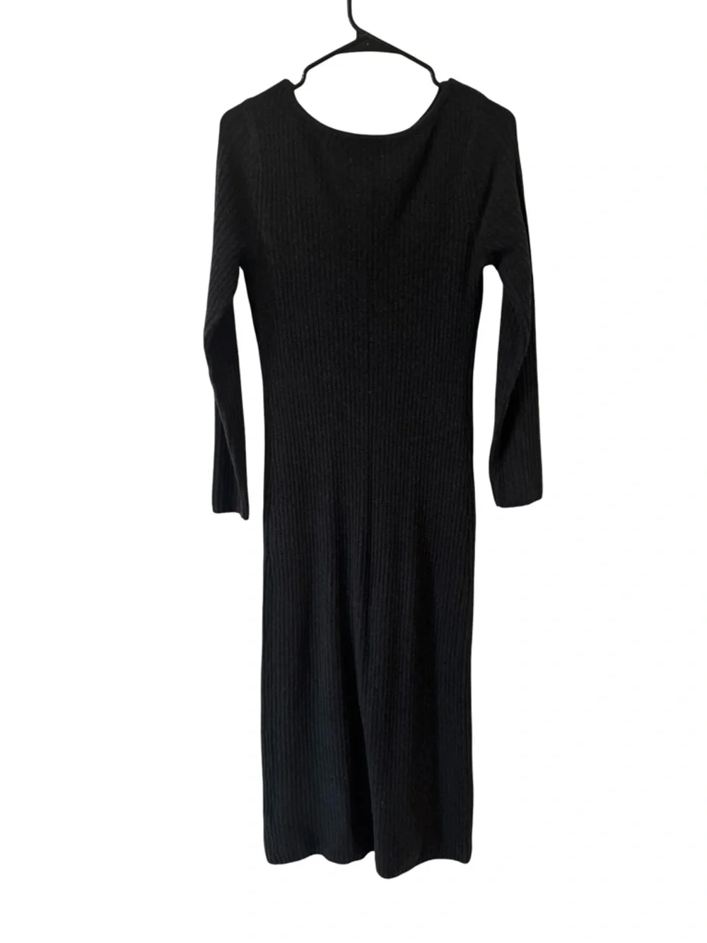 Abercrombie & Fitch Wool Black Ribbed Button-Front Maxi Dress
